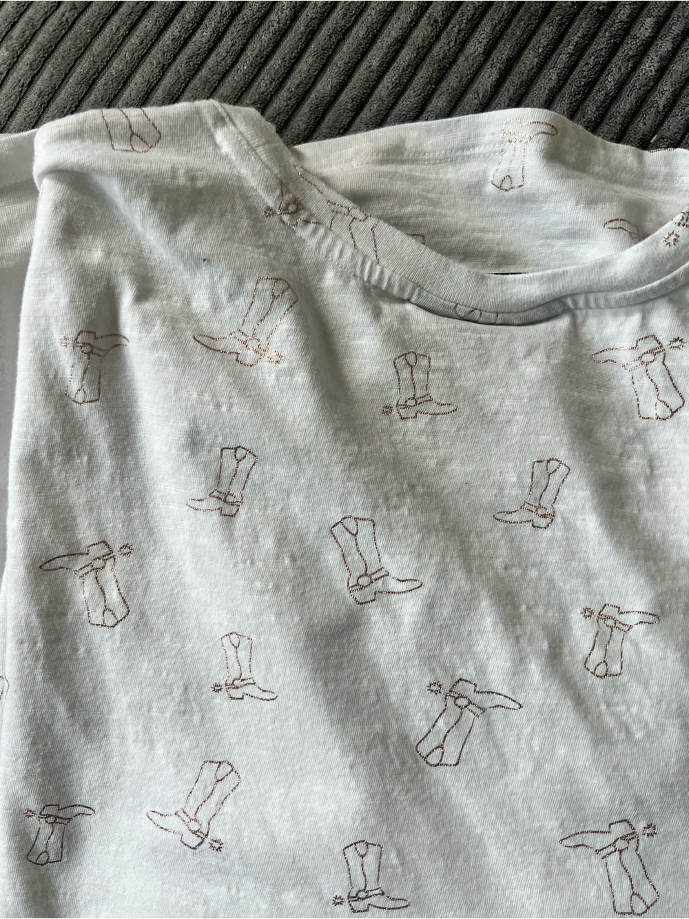 Lane Bryant White Long Sleeve Tee with Subtle rose gold cowboy boots - Picture 3 of 3